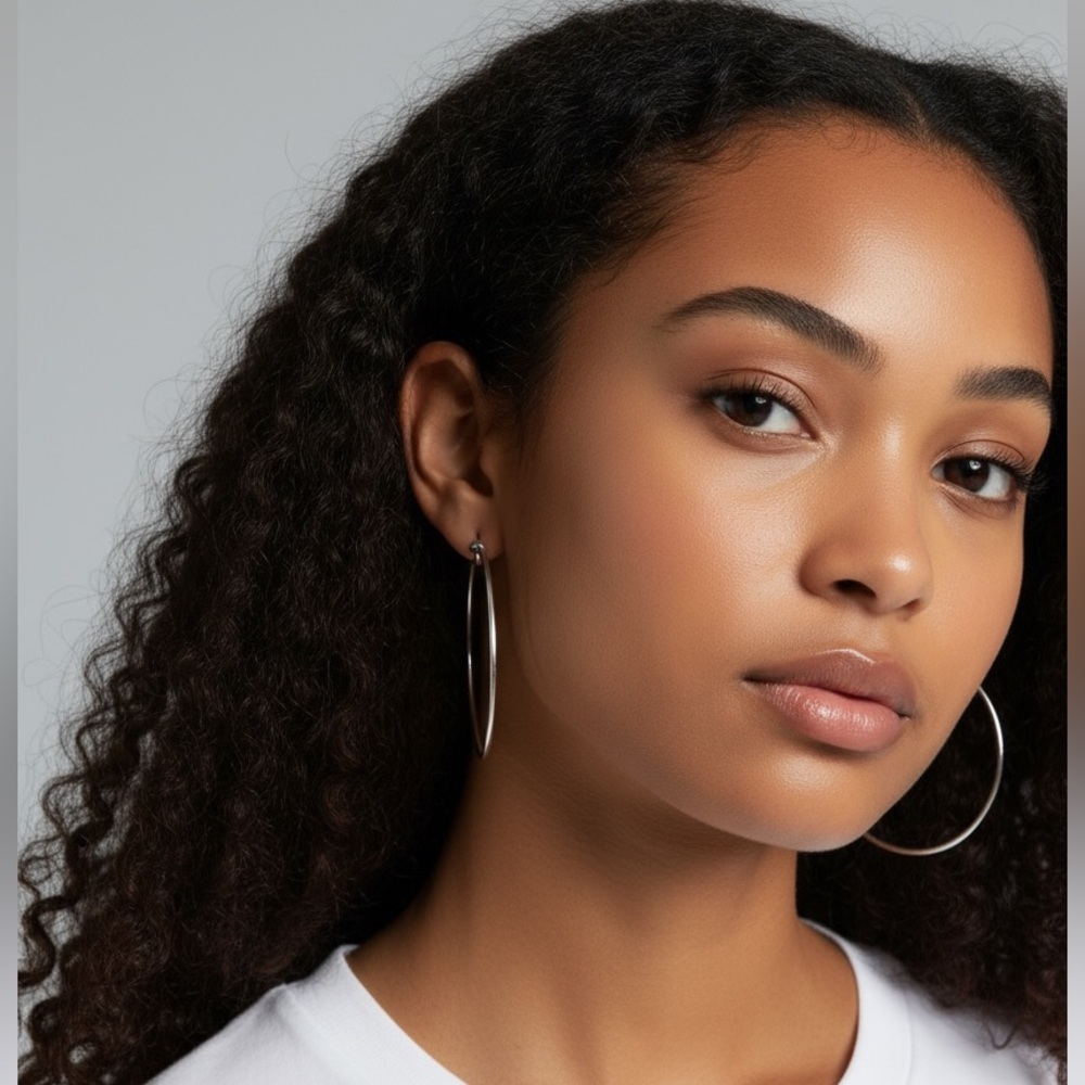 2/$10 Sseko African‎ Artisan Elegant Silver Hoop Earrings